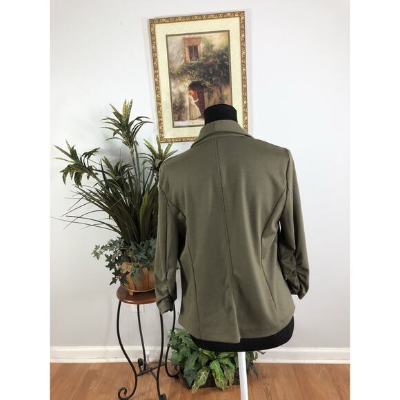 Candies Women Blouse Medium 3/4 Sleeve Waterfall Open Front Jacket Blazer Green - Picture 3 of 7